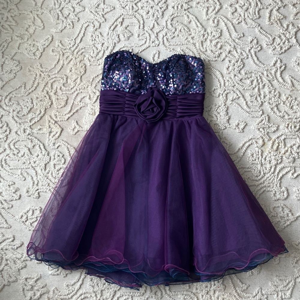 Purple Sequin Mini Dress